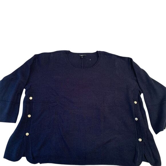 J. Jill Sweaters - Ellos Women's 4X Blue Pullover Sweater Long Sleeve Button Trim